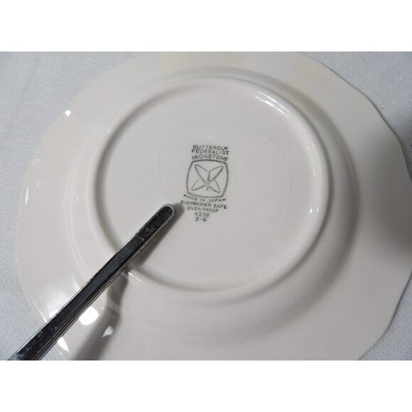 Vintage Federalist Ironstone Buttercup Tea Cup Saucers 4239 Set of 3 READ - Picture 8 of 16